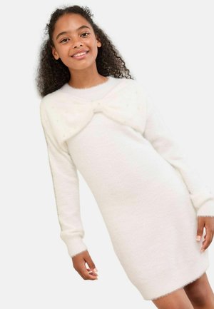 REGULAR FIT - BOW - Strickkleid - cream white