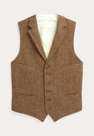 WOOL HERRINGBONE VEST - Veste - brown/tan