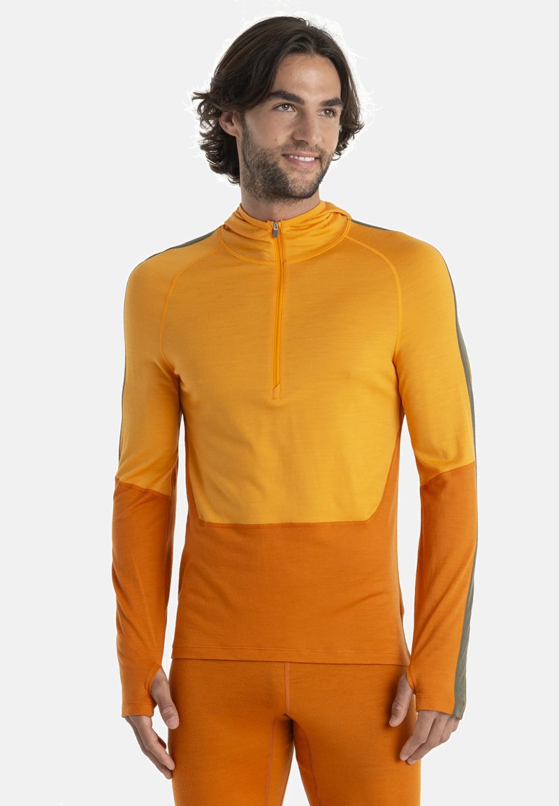 icebreaker MERINO 200 MID WEIGHT SONEBULA HALF ZIP HOOD - Maglietta a manica lunga - DARK ORANGE