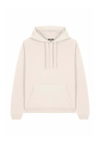 Hoodie beige chiaro con tasca frontale, cappuccio con lacci, polsini e orlo a coste. Realizzato in un materiale morbido e testurizzato.
