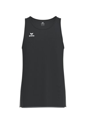 Canotta sportiva nera senza maniche con logo Erima bianco sul petto e sul collo interno, con scollo rotondo e vestibilità slim.