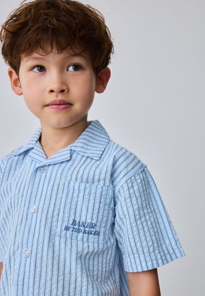 Baker by Ted Baker, REGULAR FIT - TEXTURED BLUE STRIPE SHIRT AND SHORT SET  . - Shorts - blue