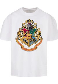 F4NT4STIC HARRY POTTER HOGWARTS CREST GOLD - T-shirts med print - white