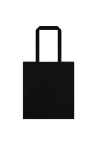 Svart tygväska med två långa handtag och rektangulär form, utan några ytterligare mönster eller accent.