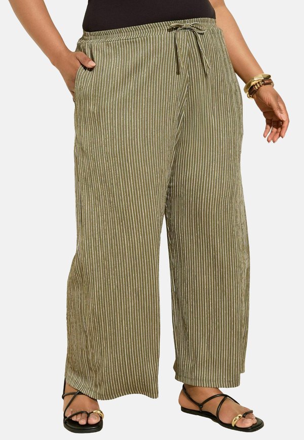 WIDE - Stoffhose - khaki stripe