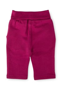 Fuchsia Baumwollmischung Shorts mit elastischem Bund, zwei Taschen und einer glatten Textur, die für Komfort und Bewegungsfreiheit entworfen wurden.