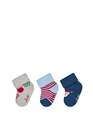 Sterntaler, BABY SOCKEN MIT UMSCHLAG 3ER PACK WEIHNACHTSKUGEL, RINGEL UND SANTA - Socks - silver-coloured melange