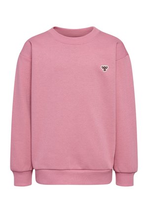 Roze sweatshirt met een ronde hals, ribbelmanchetten en ribbelzoom; heeft een kleine geborduurde graphic op de borst. Gemaakt van zachte stof.