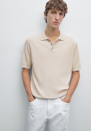 Massimo Dutti WIDE SHORT SLEEVE POLO COLLAR - Poloshirts - beige