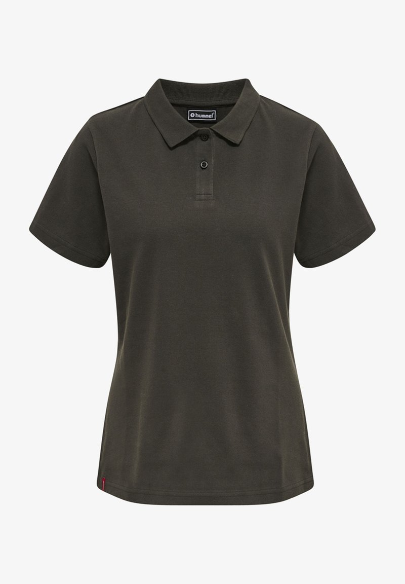 Ciemnozielona koszulka polo wykonana z bawełny, z klasycznym kołnierzykiem, krótkimi rękawami i zapięciem na trzy guziki. Minimalistyczny design bez wzorów.