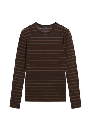 Massimo Dutti, LONG SLEEVE STRIPED T-SHIRT - Longsleeve - dark brown