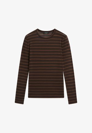 Massimo Dutti, LONG SLEEVE STRIPED T-SHIRT - Longsleeve - dark brown