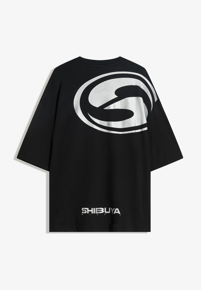 Bershka BOXY-FIT Print T-shirt black Zalando