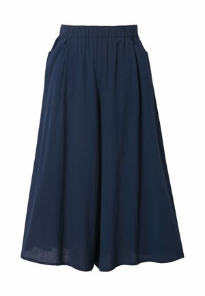 Ulla Popken FLOWING WIDE LEG CROP - Housut - marine