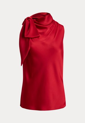 Lauren Ralph Lauren, TIE-NECK CHARMEUSE SLEEVELESS BLOUSE - Blouse - red