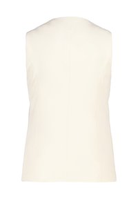 Mouwloos wit blazer vest met een rechte achternaad, getailleerde pasvorm en een soepele stoftextuur.