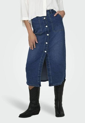 DESIGN Curve - Denim maxirok met split in de zoom in midwash