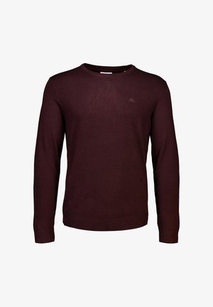 Bordeaux strikket sweater med rund hals, lange ærmer og ribbede manchetter. Har et lille logo broderet på brystet.