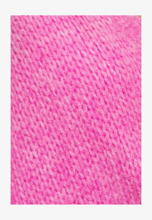 Gestrickter Stoff in lebhaftem Pink mit einem strukturierten Muster aus weichen Fasern. Die Oberfläche ist leicht flauschig und hat verschiedene Pinktöne.