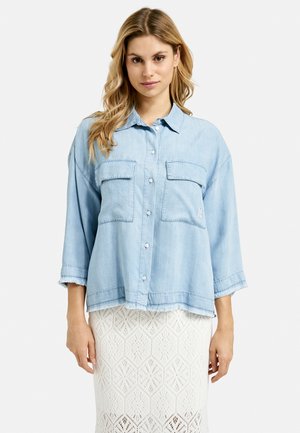 CROPPED MIT KLAPPENTASCHEN - Button-down blouse - denim