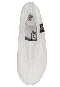 Witte leren ballerina's, met een ronde neus, elastische opening en een klein zwart label. Glad textuur met subtiele stiksels.