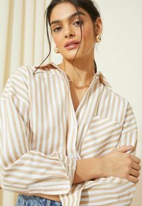 Friends Like These LONG SLEEVE BUTTON THROUGH - Košilová halenka  - cream stripe