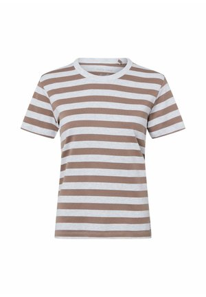 Print T-shirt - taupe/hellgrau
