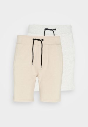 Pier One 2 PACK - Pantaloni scurți - grey/beige