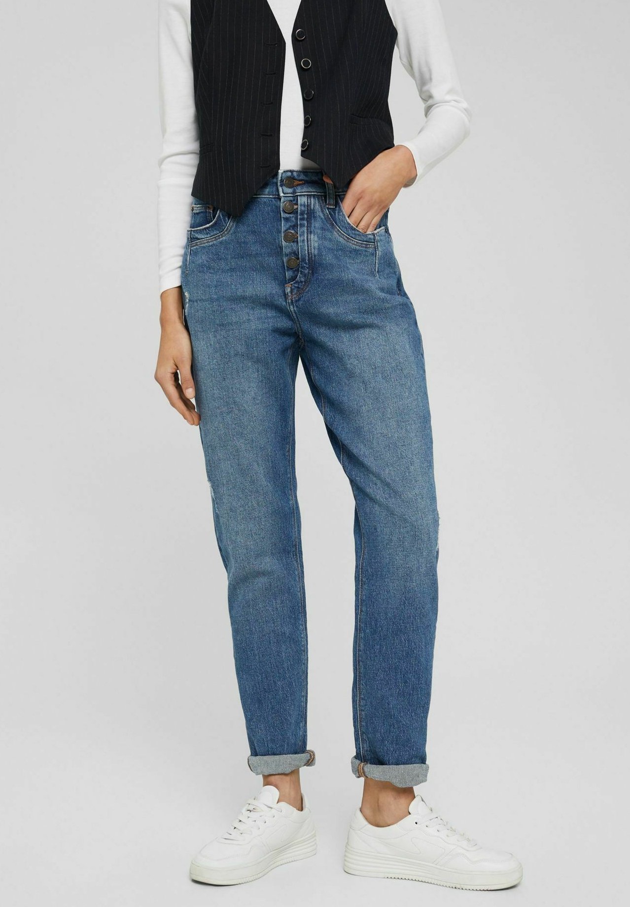 Esprit Straight leg jeans - blue medium washed/rinsed denim - Zalando.co.uk