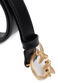 Pinko Love Berry H1 riem kalfsleer zijde riem, Z99O_zwart-oud zilver, S dames, Z99o_zwart-oud zilver, S