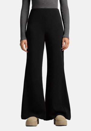 SUPER HIGH-RISE FLARE WITH BRUSHED  - Stoffhose - black