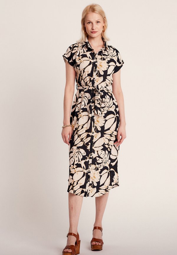 MIDI MIT GÜRTEL - Blusenkleid - noir