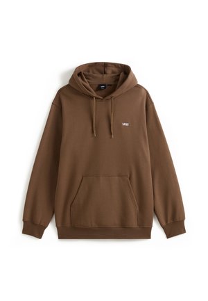 Felpa con cappuccio marrone realizzata in tessuto misto cotone. Presenta una tasca a marsupio frontale, polsini a costine e un piccolo logo Vans sul petto.