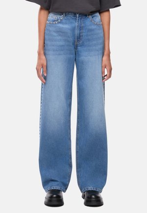 Terranova, PANTALONE JEANS LUNGO TINTA UNITA - Wide Leg - blu denim medio