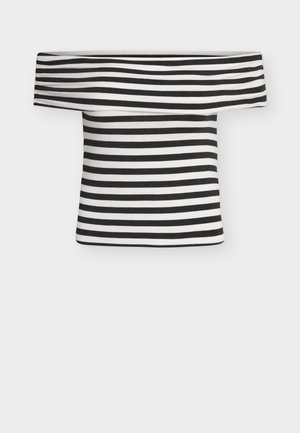 STRIPED BARDOT - Top - white/black
