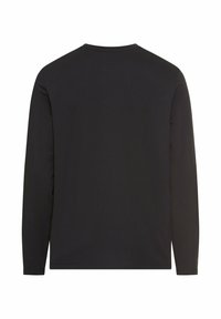 Schwarzeslangärmliges T-Shirt aus Baumwolle, mit Rundhalsausschnitt, geradem Schnitt und schlichter Gestaltung ohne Muster oder Akzente.