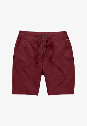 Dieprode shorts met trekkoord, elastische tailleband, ritssluiting en knoopsluiting, zijzakken en een gestructureerde stof.