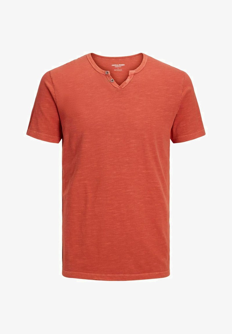 Jack & Jones ESPLIT NECK NOOS - Basic T-shirt - cinnabar