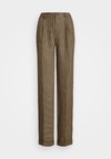 HOUNDSTOOTH PLEATED TWILL PANT - Nadrágok - brown/tan