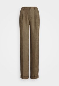 HOUNDSTOOTH PLEATED TWILL PANT - Bukser - brown/tan
