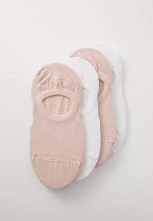 Négy pár zokni, két rózsaszín és két fehér. Alacsony kivágású dizájn, elasztikus szélekkel, texturált anyagból, megerősített lábujj- és sarokrész.