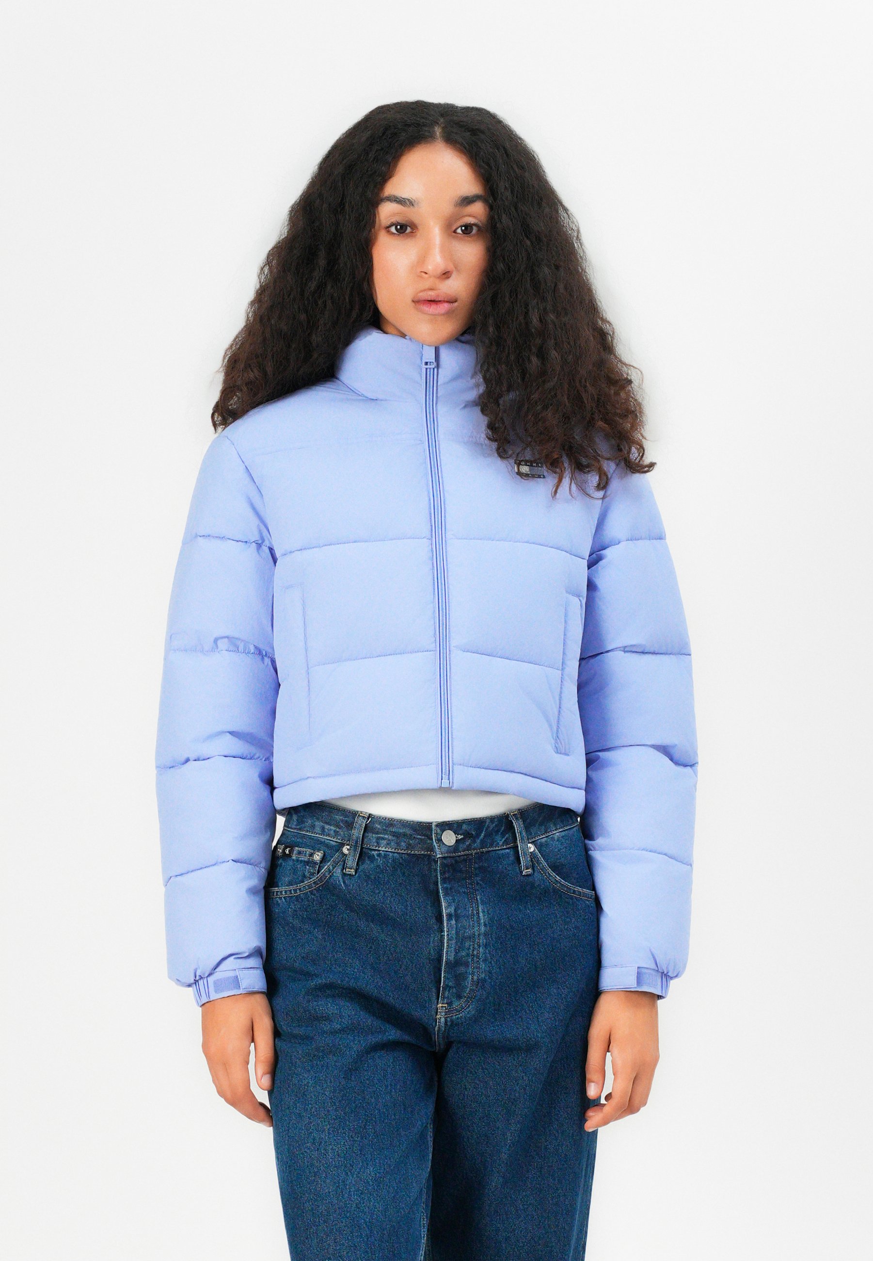 Tommy Jeans FLAG BACK CROP PUFFER - Winter jacket - vintage iris