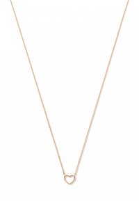 Gouden ketting met een delicate hartvormige hanger, voorzien van een fijne afwerking en een elegante, minimalistische uitstraling.