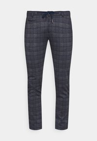 Marineblauwe geruite broek van een katoenmix, met een slim-fit ontwerp, voorzien van een trekkoord in de taille en twee voorzakken. Gestructureerde stof.