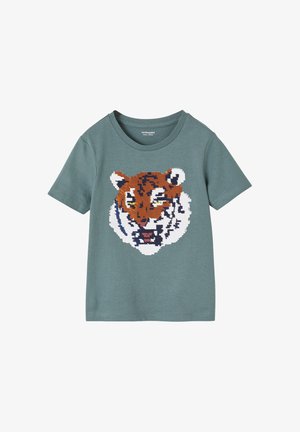 Vertbaudet, VERTBAUDET JUNGEN T-SHIRT MIT WENDE-PAILLETTEN OEKO-TEX® - Print T-shirt - aqua
