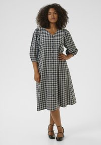 Kaffe Curve ELINA - Robe chemise - black grey check