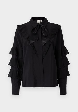 YAS YASVEGO TIE NECK SHIRT - Button-down blouse - black