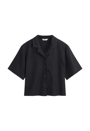 MELA, HEMD KURZÄRMLIG TAVLEEN - Overhemdblouse - holzkohle schwarz
