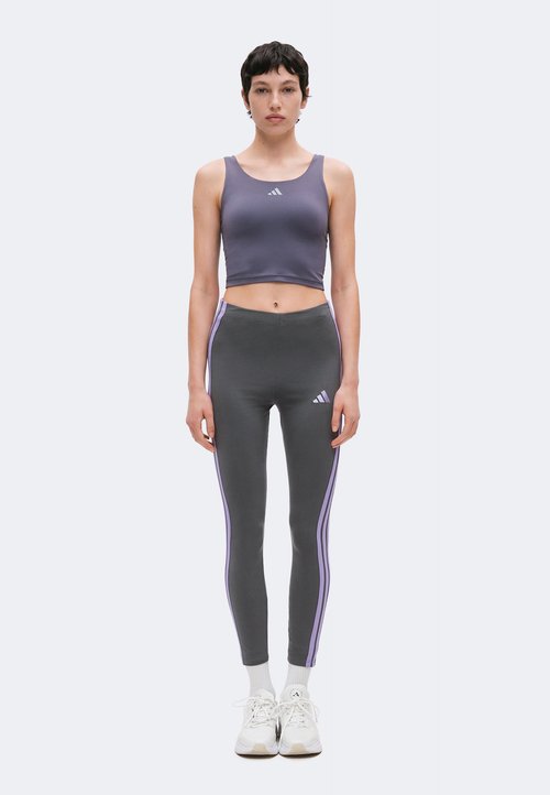 adidas ESSENTIALS 3 STRIPES - Leggings - grey five/magic lilac — foto 2