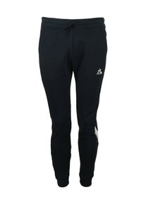 Donkerblauwe sweatpants van een katoenmix, met een elastische tailleband met trekkoord, aansluitende boorden en een klein logo aan de voorkant.